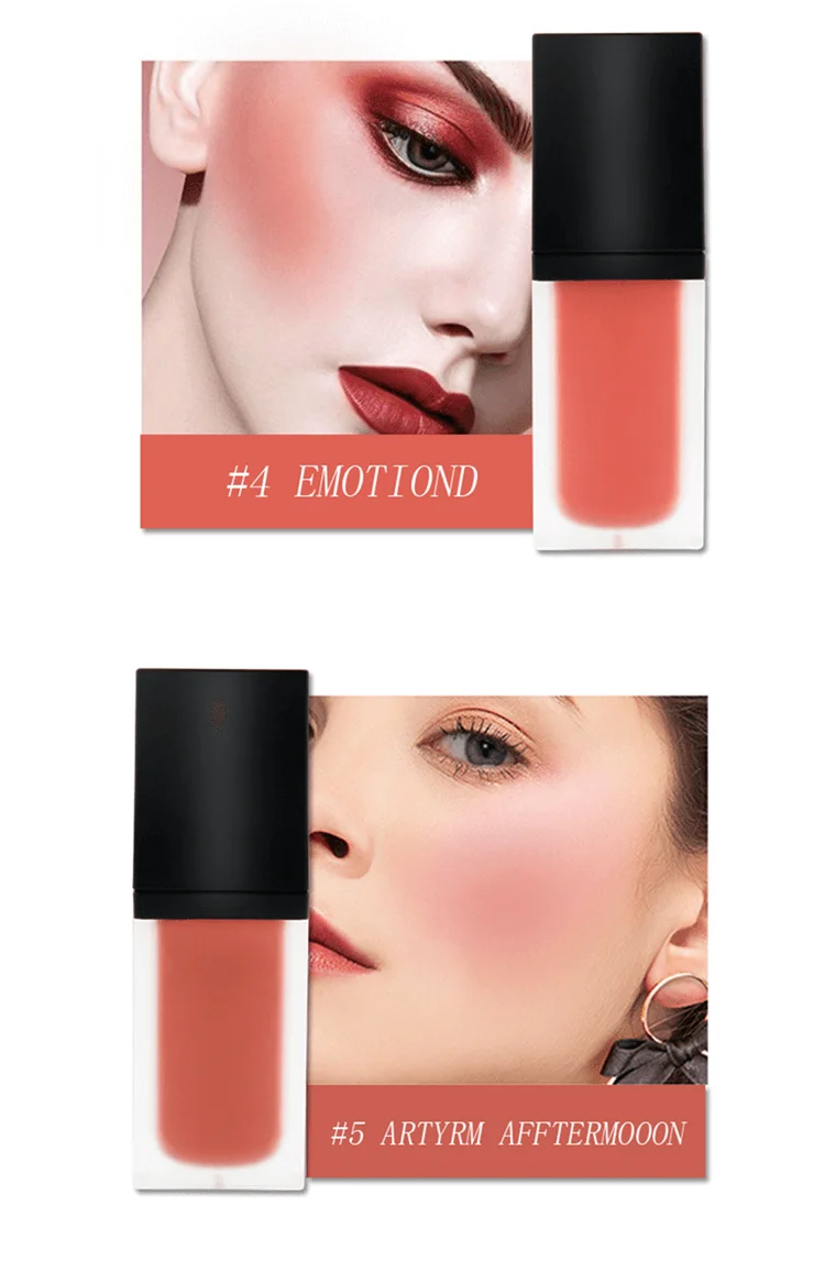 Wholesales Oem Low Moq 5 Colors High Pigment Long Lasting Waterproof Korean Vegan Custom Logo Private Label Makeup Liquid Blush