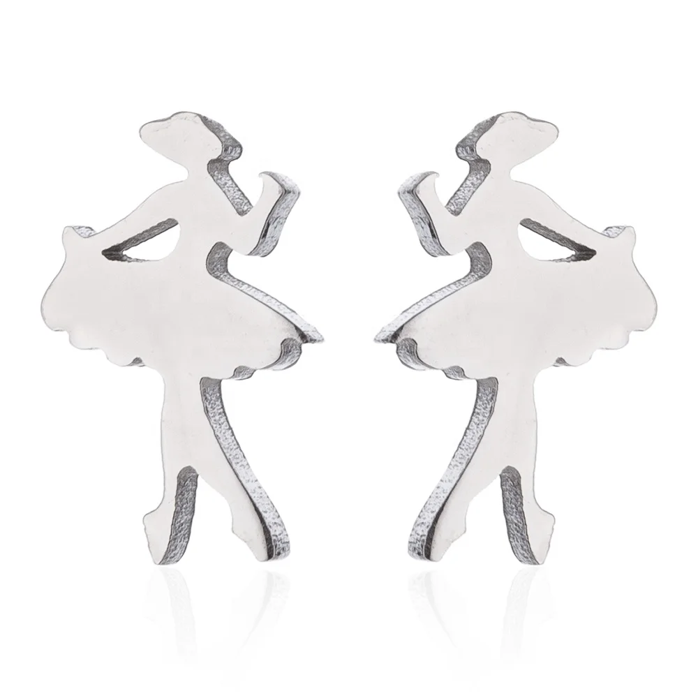 

Hot sale Ballet Dancing Girl earring jewelry stud earrings stainless steel stud earrings for women