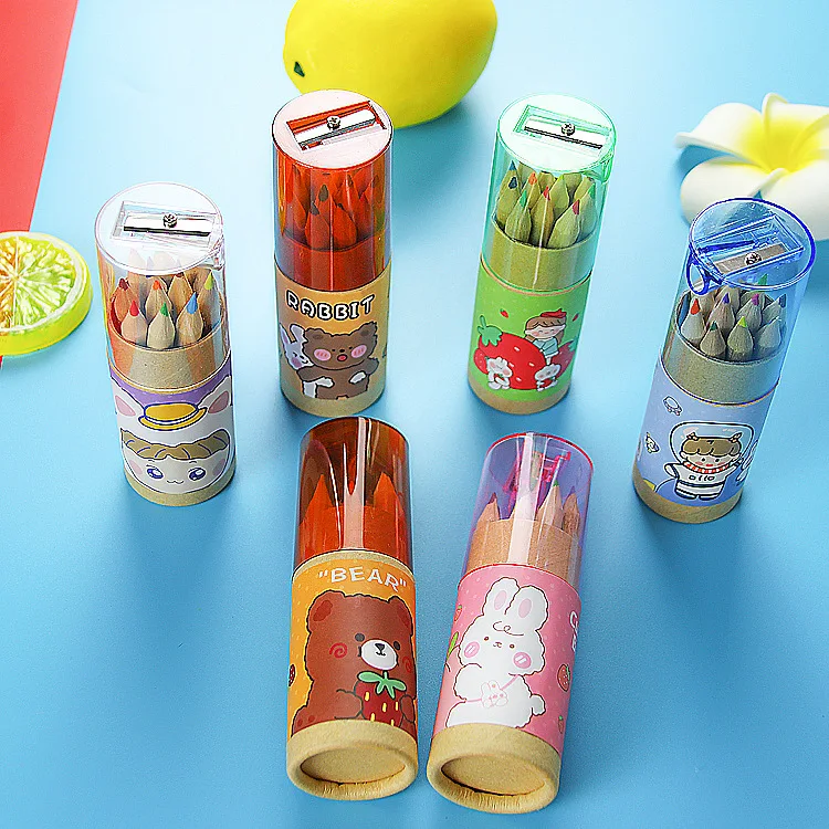 

New Arrival 12-piece-Pencil Set School Supplies Children Stationery set student 12 colors pencil With a pencil sharpener