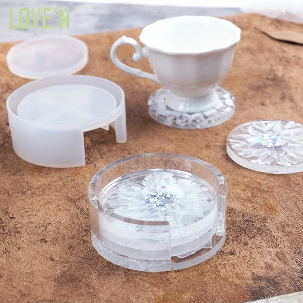 

LOVE'N LV227S table round jewelry tray mould Circle agate Coaster holder storage box Resin Mold