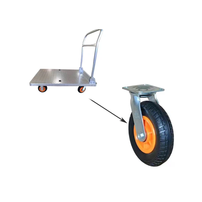 PVC Flatbed Platform Truck Industrial Material Handling Trolley
