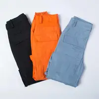 

Vintage ladies black cargo pants women pockets loose pants joggers baggy trousers women korean streetwear