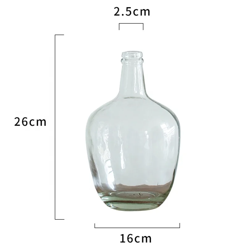 

2022 Nordic Hand Blown Decorative Vase Transparent Clear Modern Irregular Big Belly Vase Glass Vase