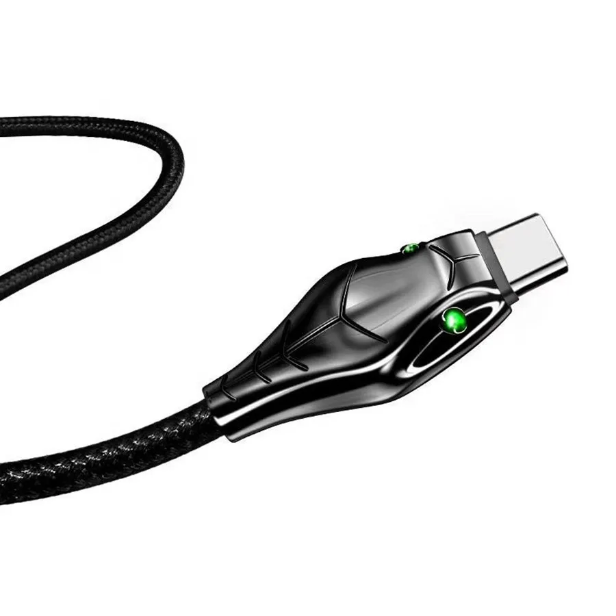 

5A Type C Cable Fast Charging Snake head glows 1m/2m Cord usbC For Samsung Huawei P40 P40 pro Xiaomi charger 5A USB-C Cable Cord, Blac