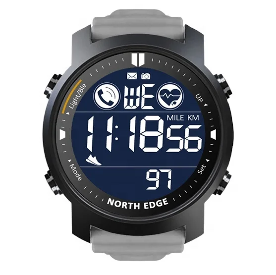 

NORTH EDGE LAKER Sports Watches Dual Time Pedometer Alarm Clock Waterproof 50M Heart Rate SmartWatch CallWatch