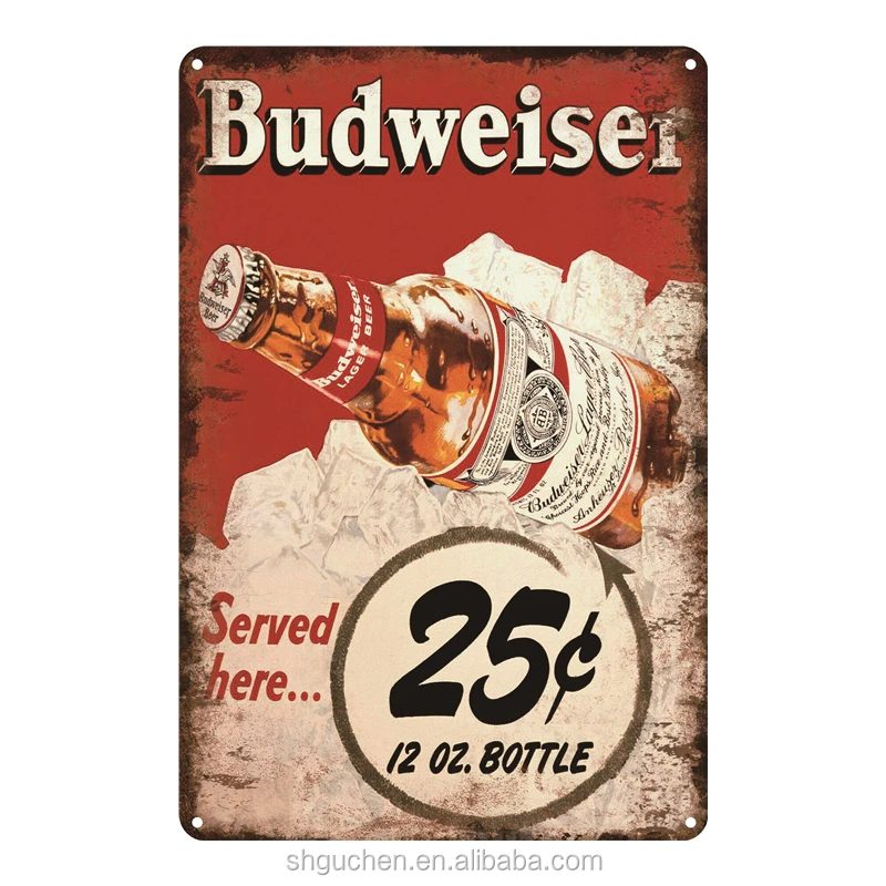 Metal Tin Sign budweiser beer Bar Pub Vintage Retro Poster Cafe ART 