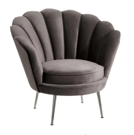 Fast Ship Big Size Velvet Upholstered Flowered Armchair Living Room Flower Shape Accent Chair with Golden Legs manufacture