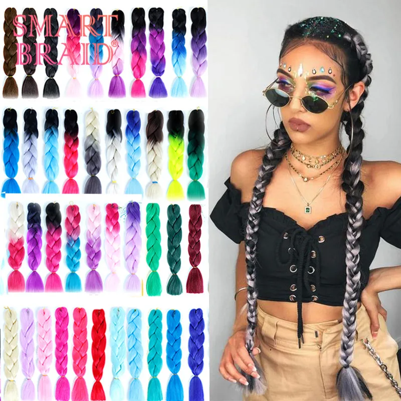 

Wholesale 24 Inch Hot Water Setting Jumbo Yaki Hair Pre stretched Braiding Hair Twisted Ombre Jumbo Braid Synthetic Hair