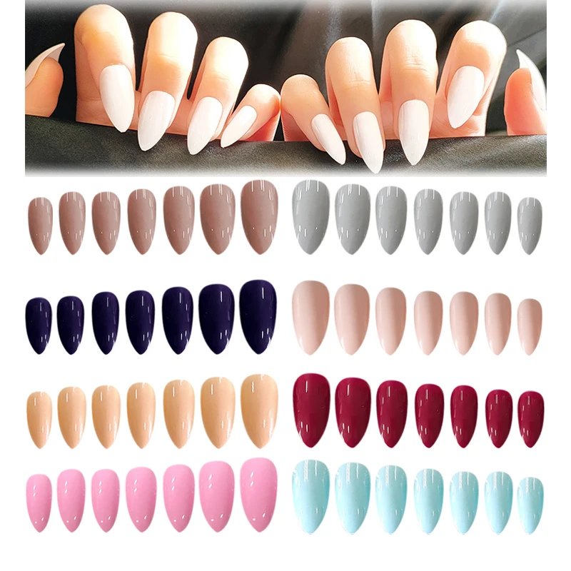 

24 Pcs Full Cover Long Nail Tips Free Shipping Xl Press On Nails Box Packaging Designed Fake Nails