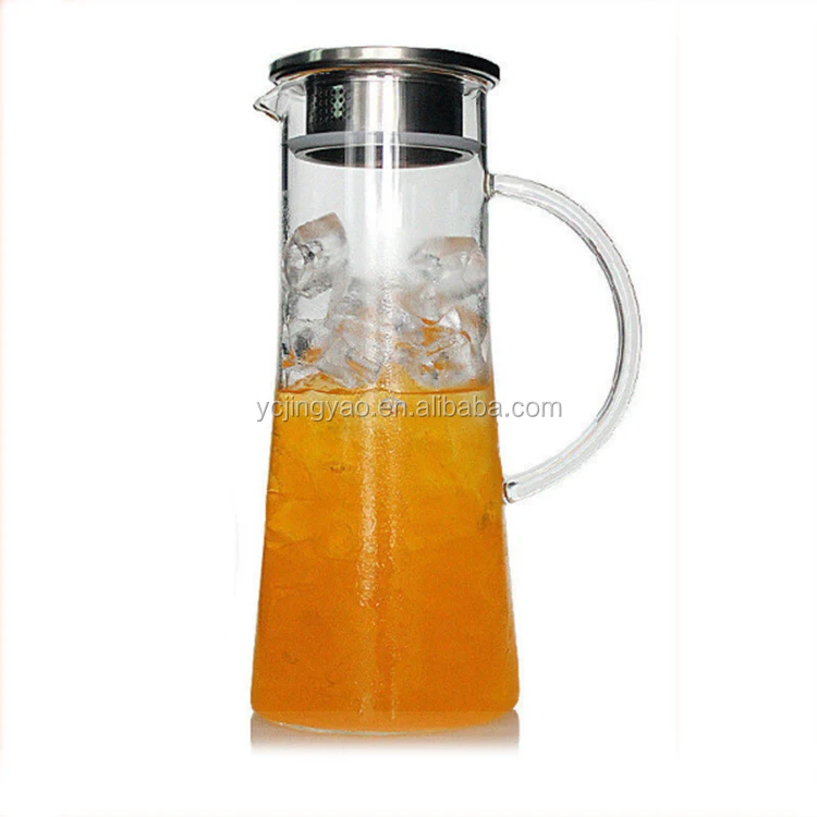 

1500ml Glass Kettle Two-way Outlet Water Jug Heat Resistant PyrexTransparent Teapot with Stainless Steel Strainer, Transparent