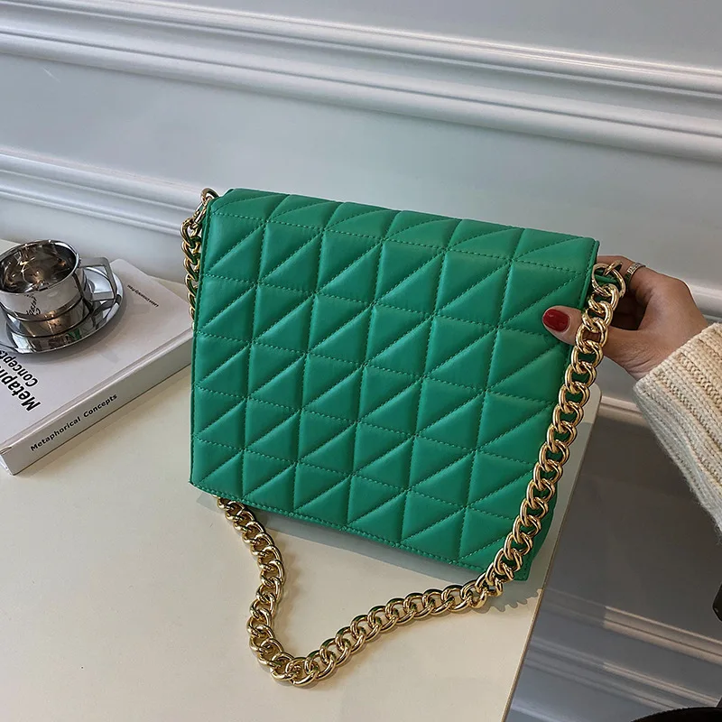 

Latest wholesale designer golden chain luxury handbags for women embroidered large square shoulder bag, As show