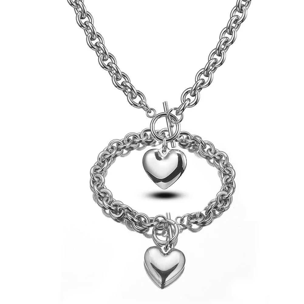 

Minimalist Jewelry Fashion Quality 2021 Custom Personalized Heart Stainless Steel Sets Women Necklace