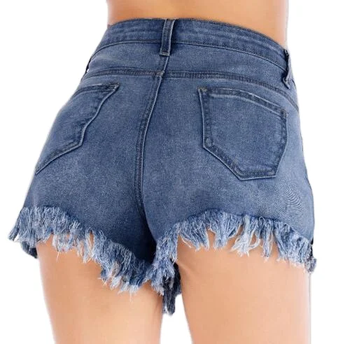 

loose high waist slim thin hole high quality denim shorts female custom