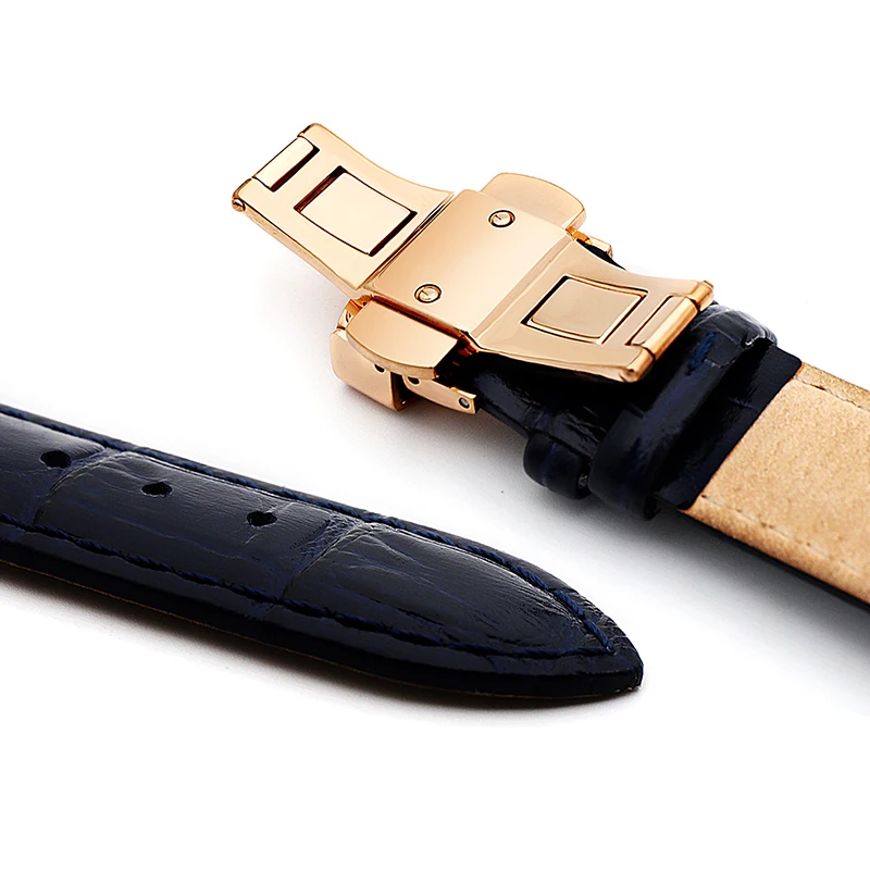 
Wristwatches mechanical watch fully automatic new fashion blue dial of genuine leather watch 