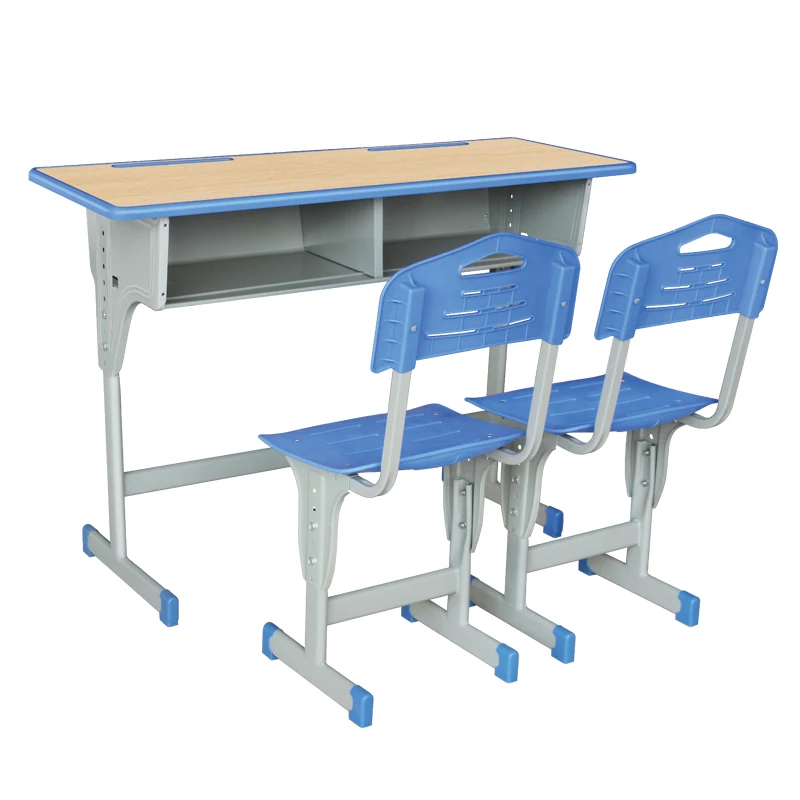 
Cheap plastic strong metal adjustable school desk double student desk and chair school plastic table and chair for kids 