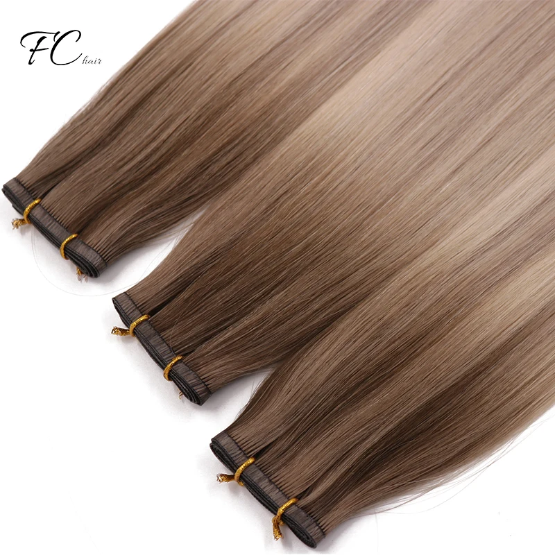 

Russian human hair extensions 12A high quality ombre balayage flat weft