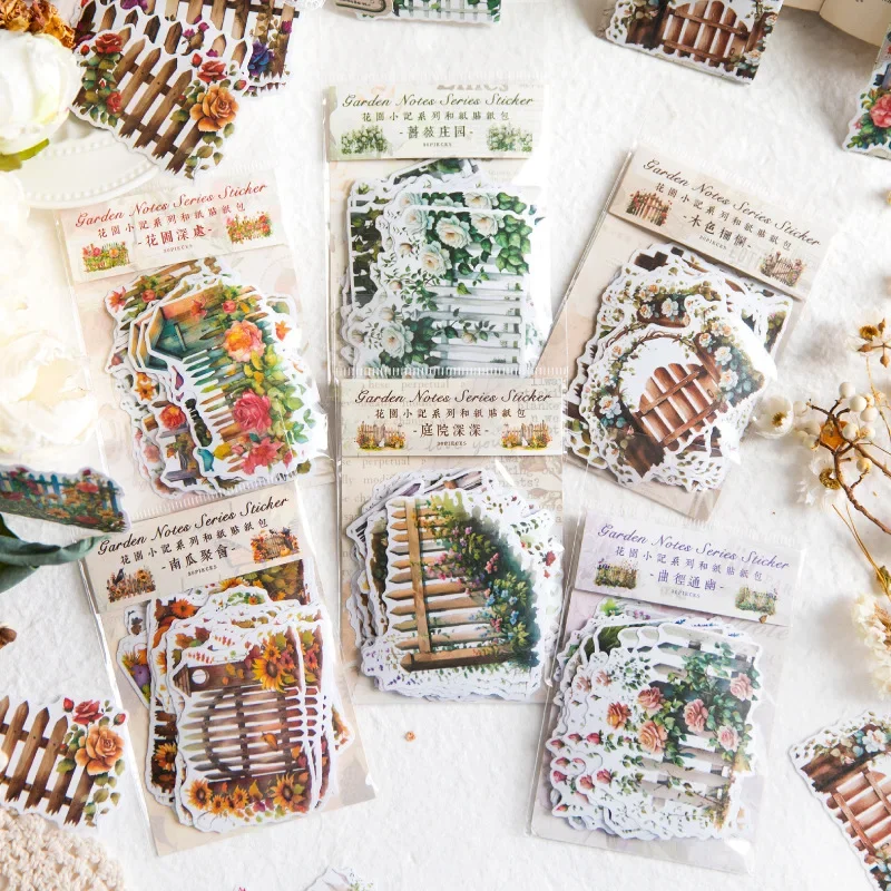 

30 Pieces/Pack Sticker Package Garden Diary Series Vintage Journal Collage Decoration Materials into 6 Types