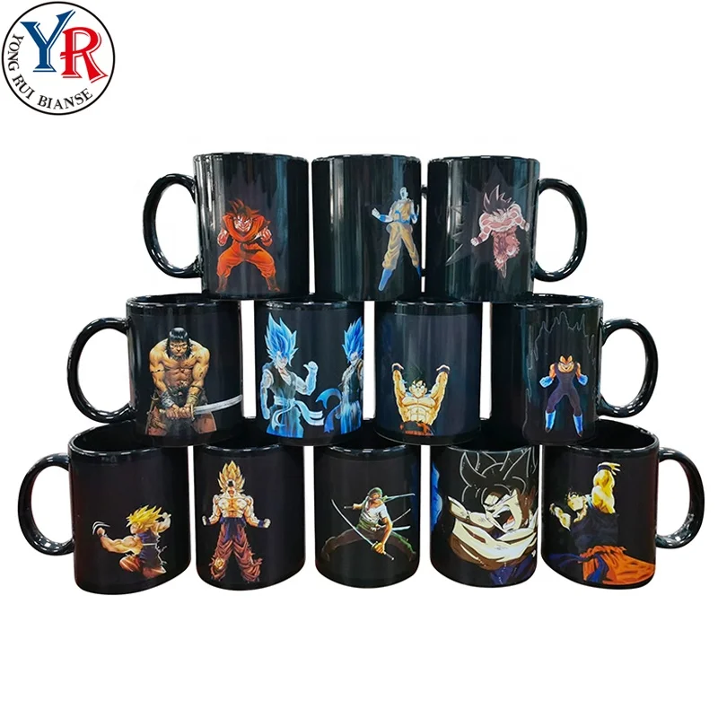 

custom ceramic white sublimation blank Dragon Ball Z mug color changing anime cups porcelain coffee mug, Customized color