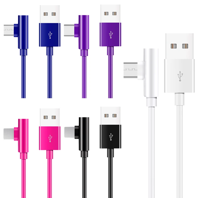 

ABS 90 Degree L Shape Play Game TPE USB Cable 2.4A Mirco Usb Fast Charging date Cable 1m Quick Charger For Samsung S6, White/rose/black/blue/purple