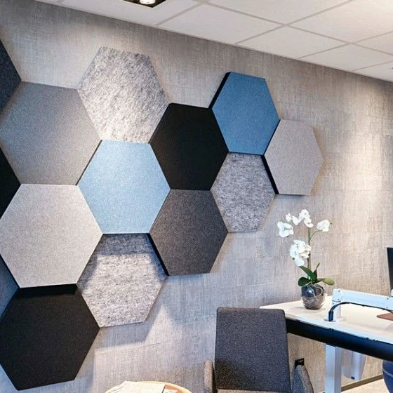 

9mm Hexagon Polyester Sound Acoustic Wall Panels Soundproof with Selfadhesive