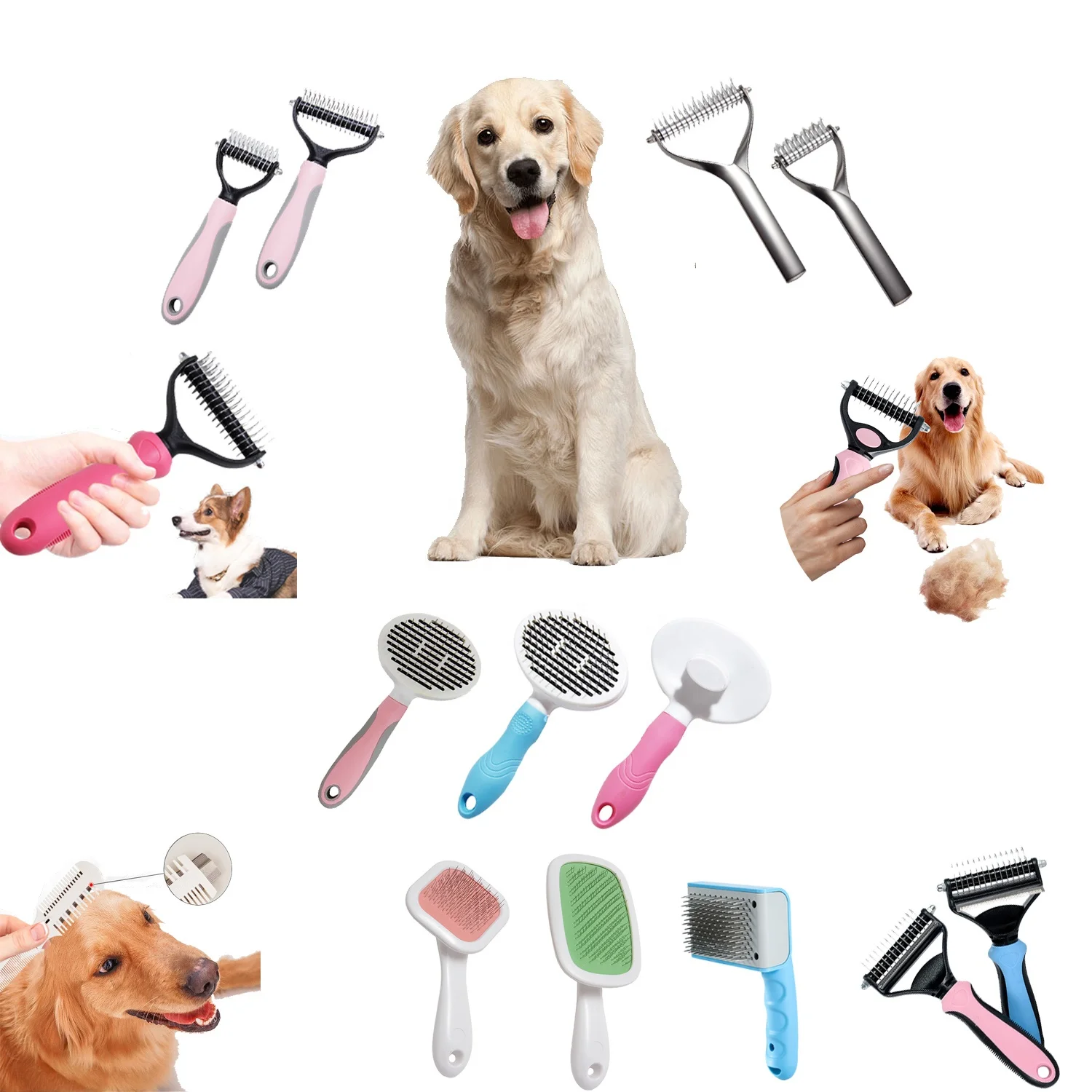 

Hot selling animal pet deshedding Open Knot Hair remover Stainless Steel cat grooming Cleaning brush Zinc alloy metal dog comb, Solid