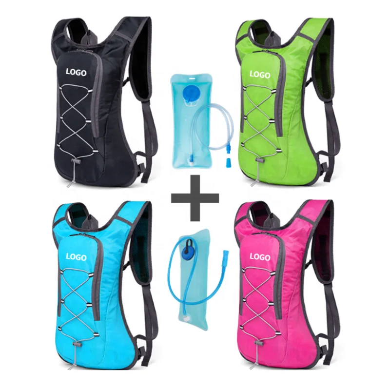 

Custom Logo Waterproof Mountain Sport Cycling Running Hydration Backpack with 2L Water Bladder, Blue,pink,green,black