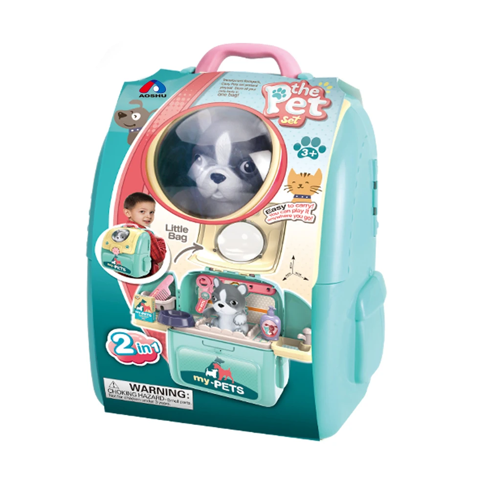 
2020 pretend set grooming pet vet backpack dog cat toys kids doctor kit for gift | care pet play set 
