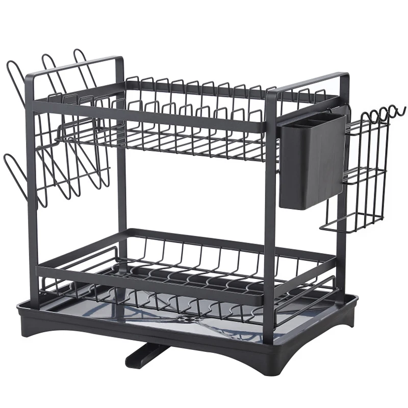 

House Hold Items Metal Kitchen Storage Rack Dish Drying, Black