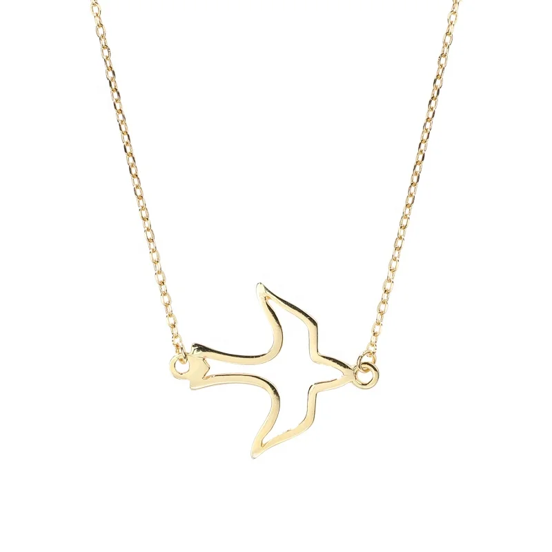 

Hot Trendy Jewelry 925 Silver Gold Plated Swallow Pendant Bird Choker Necklace