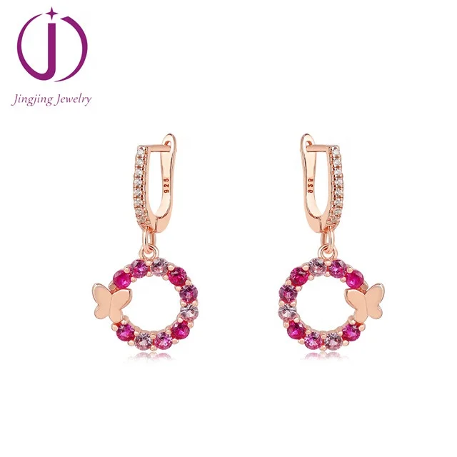 

925 sterling silver custom girl butterfly earrings, Gold/white rhodium/rose/black