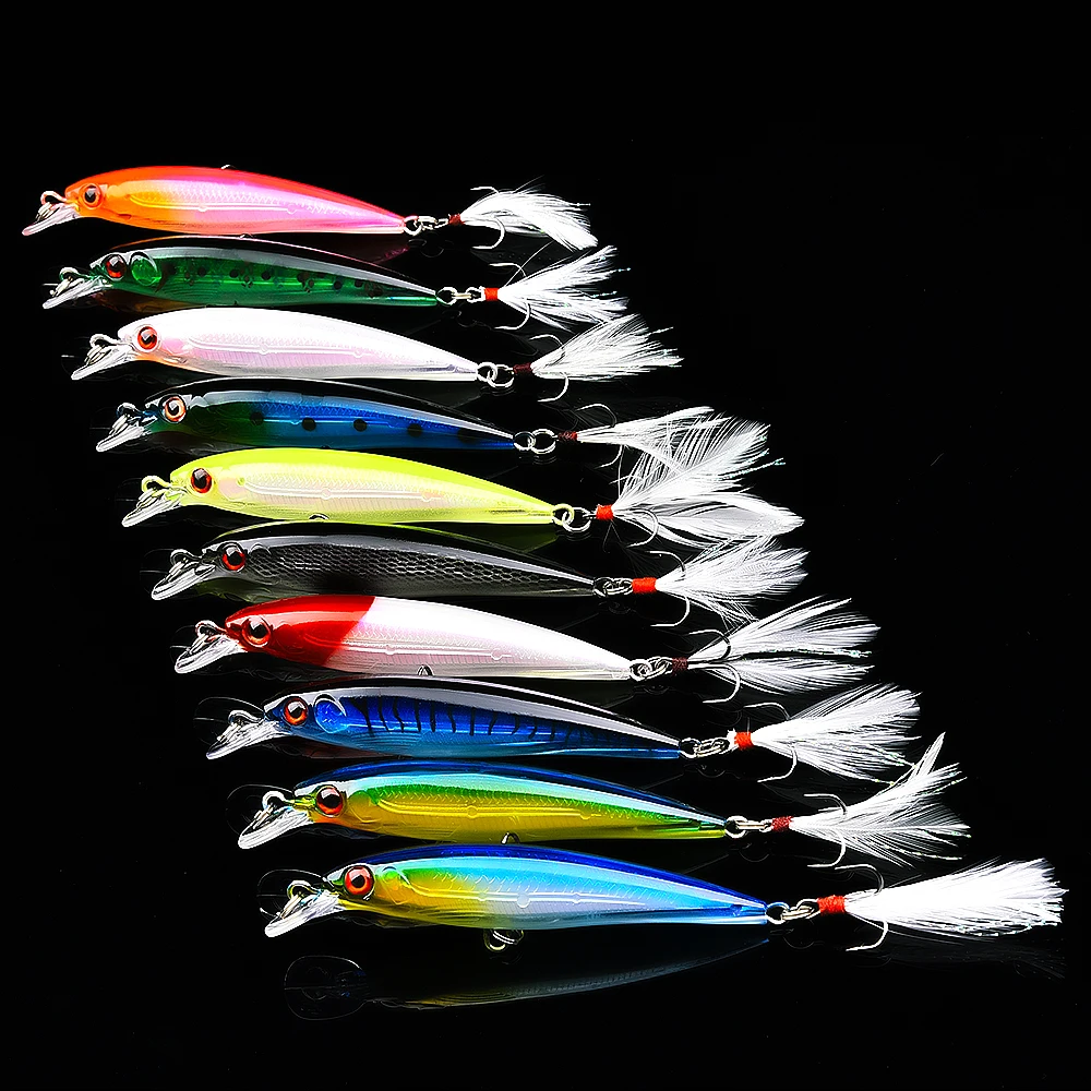 

Peche Minnow Baits Fishing Lures Iscas Artificiais for Carp Fishing with Feather Hooks Wobbler Olta leurre Peche De Pesca