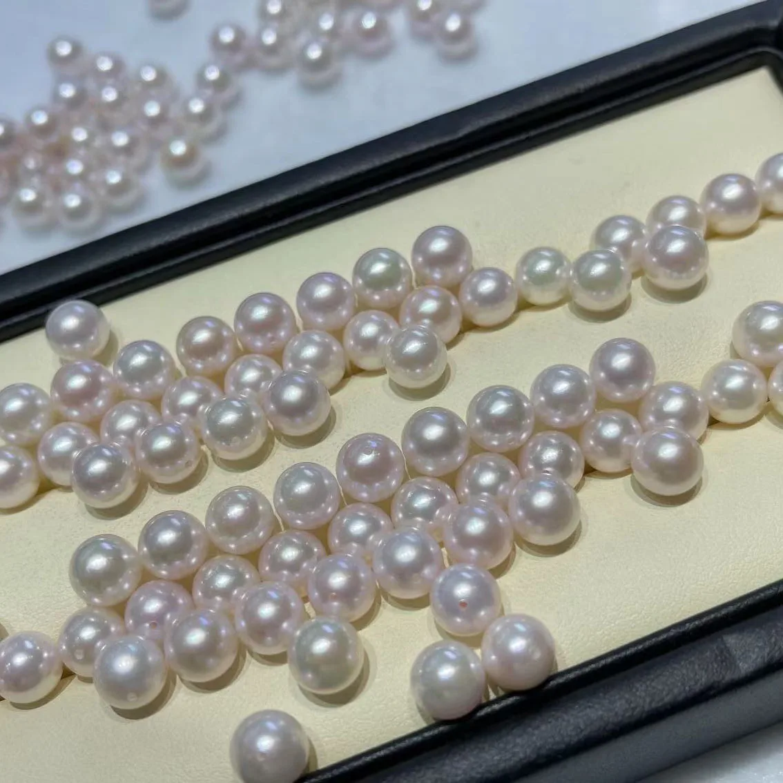 

7-7.5 mm high quality AAA white pearl round nature loose akoya pearl after hole almost no flaw whole sale price