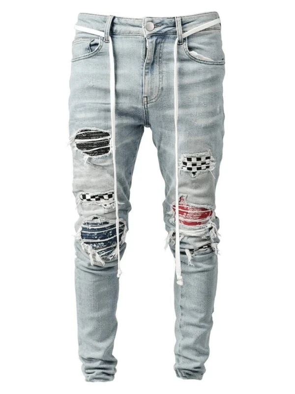 men stacked denim jeans