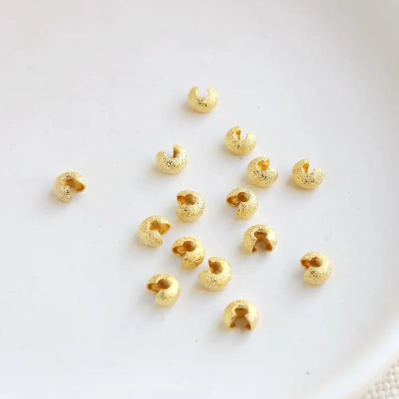 

wholesale DIY 14K Gold Filled Crimp Bead Cover for jewelry making dull polish metal beads jewelry accessories