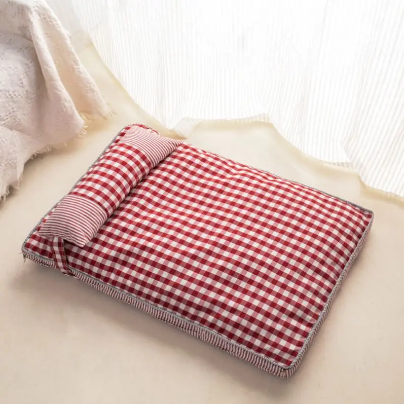 

No Slip Plaid Heated Pad Sleeping Bag Dog Bed Washable Memory Foam, Multi-color