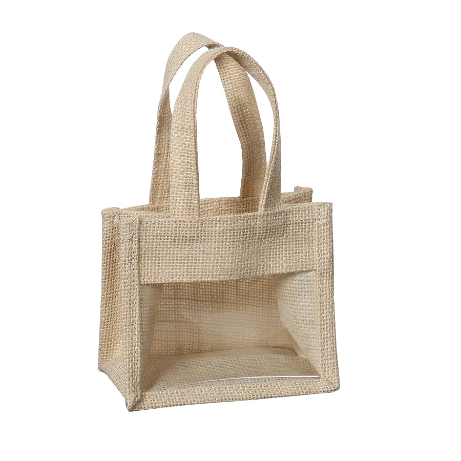 

OEM Factory Price Cotton Linen Portable Canvas Tote Window Bag For Shopping