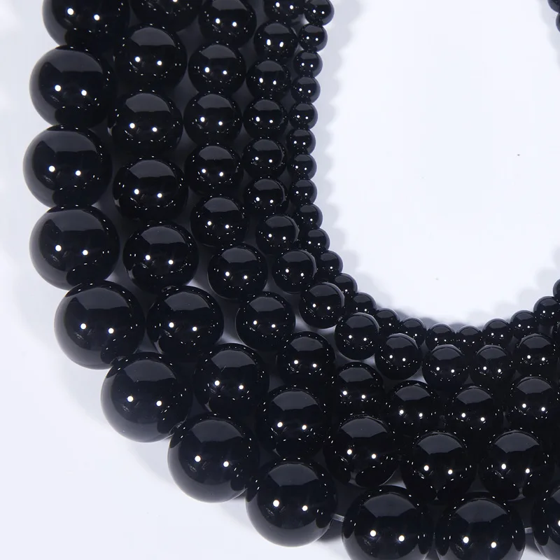 

4mm 6mm 8mm 10mm 12mm 14mm Wholesale Cheap Natural Black Agate Stone Beads For DIY Making