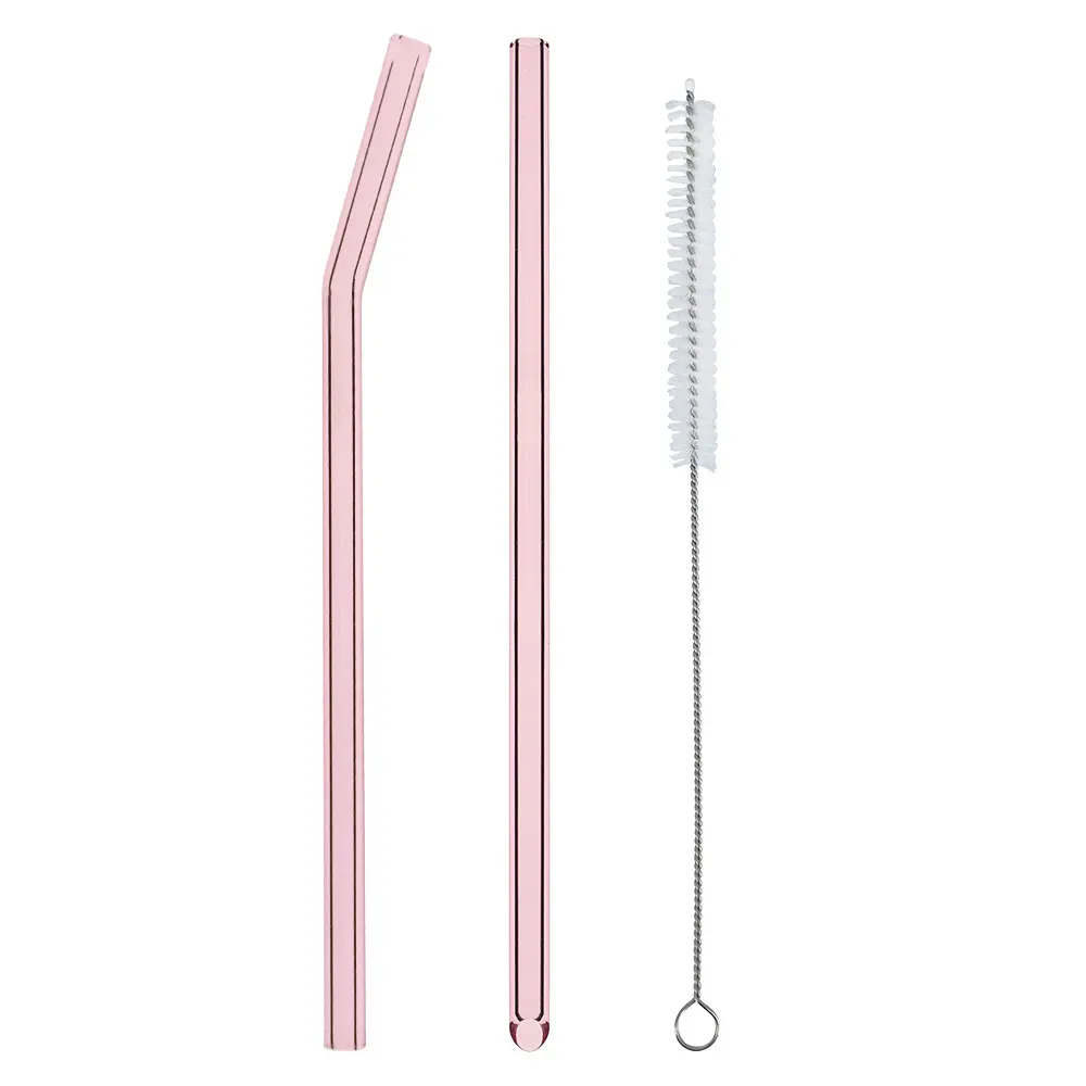 

FlashSale Guaranteed Quality glass drinking cleaning brush straight clear glass straw set