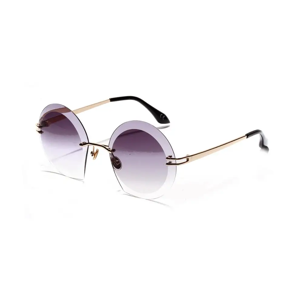 

Fashion Vintage Small Round Crystal Feeling Frameless Diamond Cut Women Sunglasses, 6 colors