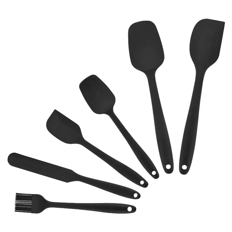 

6PCS Non-Stick Baking Tools Silicone Baking Set Cake Cream Spatula Set, Red/black