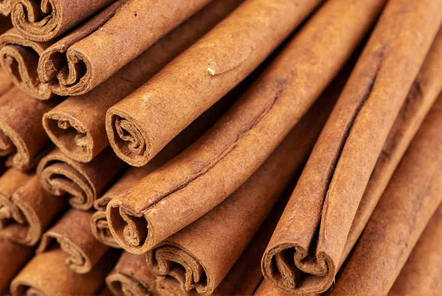 Close-up view of Ceylon cinnamon sticks showing multiple thin, papery layers forming a delicate quill