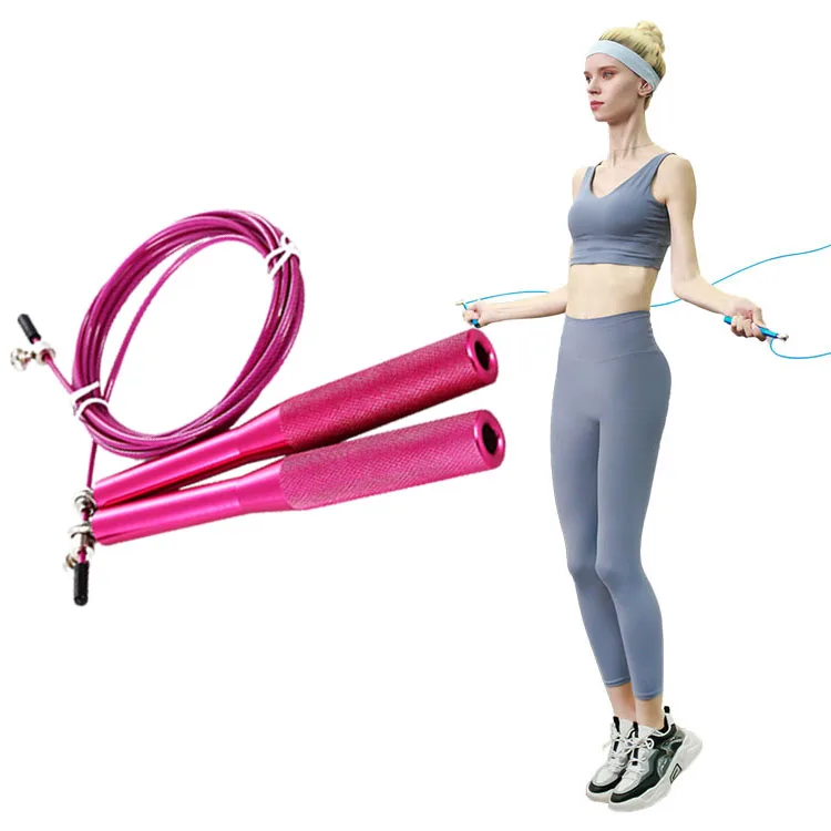 

Professional customization Aluminum Wire black wire pp handles skip rope jump rope with bag pink jump rope, Black or more