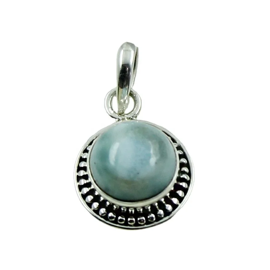 Round Shape Turquoise Stone Handmade 925 Silver Sterling Jewelry Pendant Supplier India