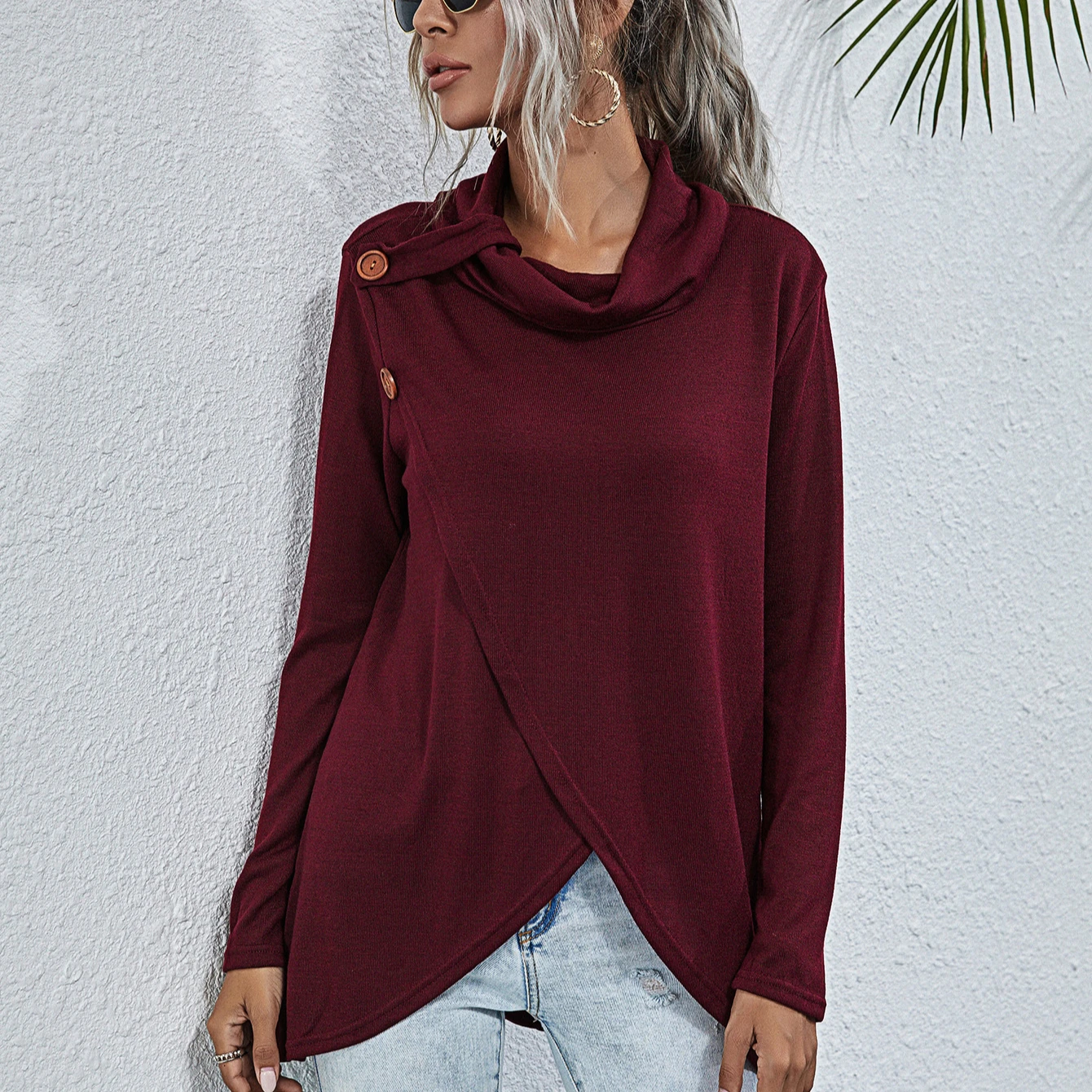 

Fall 2021 Women Sweaters New Style European And American Women'S Multi-Button Solid Color Knit Cos Sweater Top, Picture color