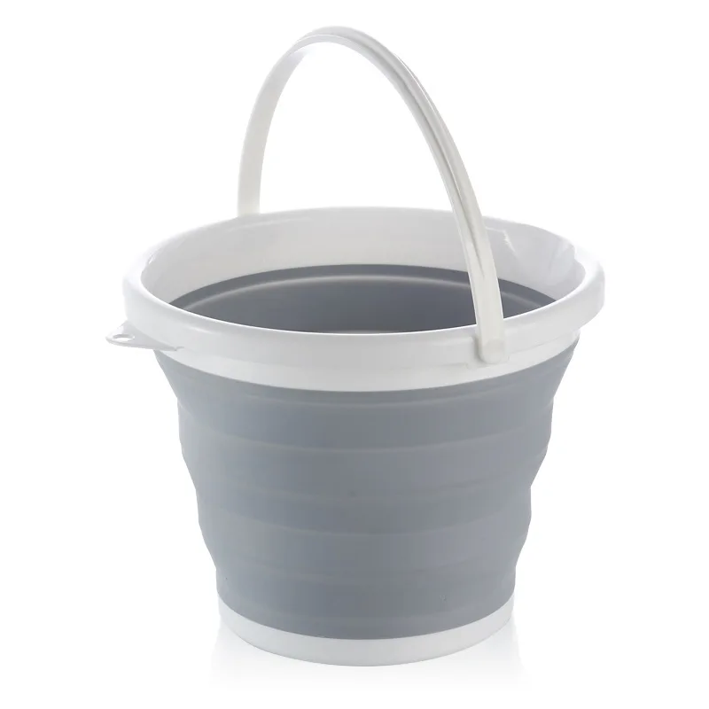 

Silicon Collapsible Basket storage foldable plastic portable car wash buckets beach bucket, plastic bucket wholesale, Gray bucket