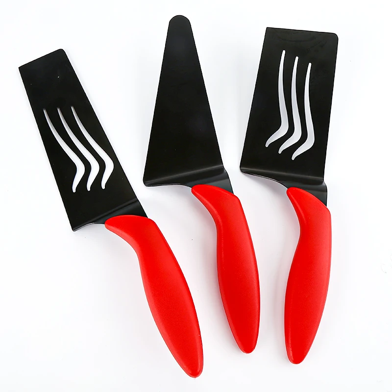 

Set of 3 Pizza Cutter and Server Slicer Extra Sharp Stainless-Steel Wheel Blade Ant-Slip ergonomically shaped handle, Black coating