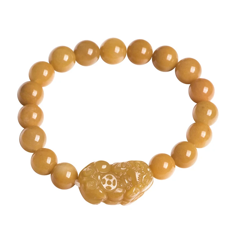 

Natural Xinjiang Golden Silk Jade Brave Bracelet Guardian Gobi Topaz Piqiu Jade Bracelet Jade Wholesale