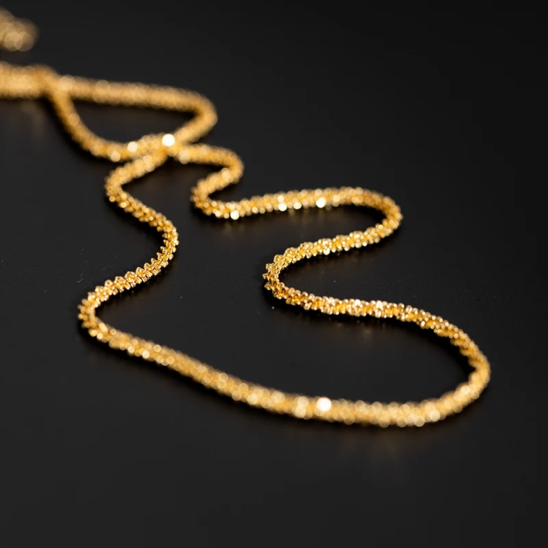 

simple 18k gold plated diamond shiny real gold plated chain necklace for woman man