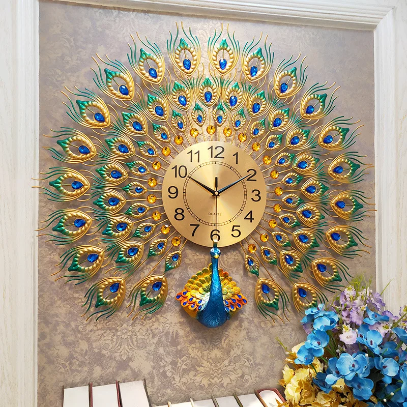 

odm/odmmodern wall clockCustom handmade luxury silent wall clock 3d peacock wall clock for hotel and living roomreloj de pared, As photo show