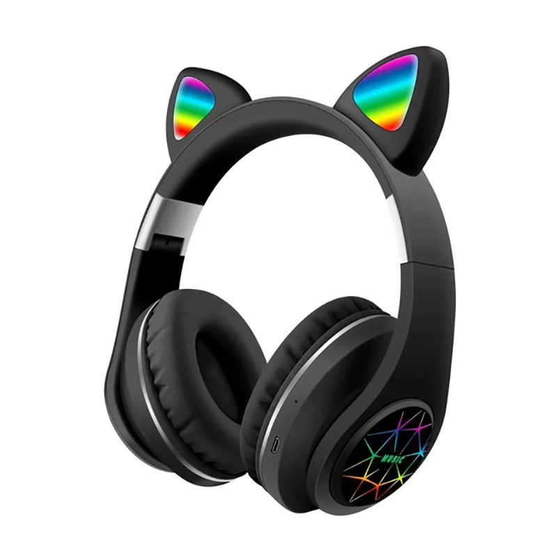 

2020 new arrival China hot selling beatstudio headset noise cancelling gaming cat ears wireless bt earphone headphones, White blue green pink black
